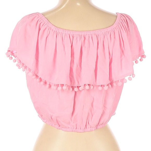 Forever 21 Short Sleeve Cropped Blouse in Pink Size L - Picture 3 of 9